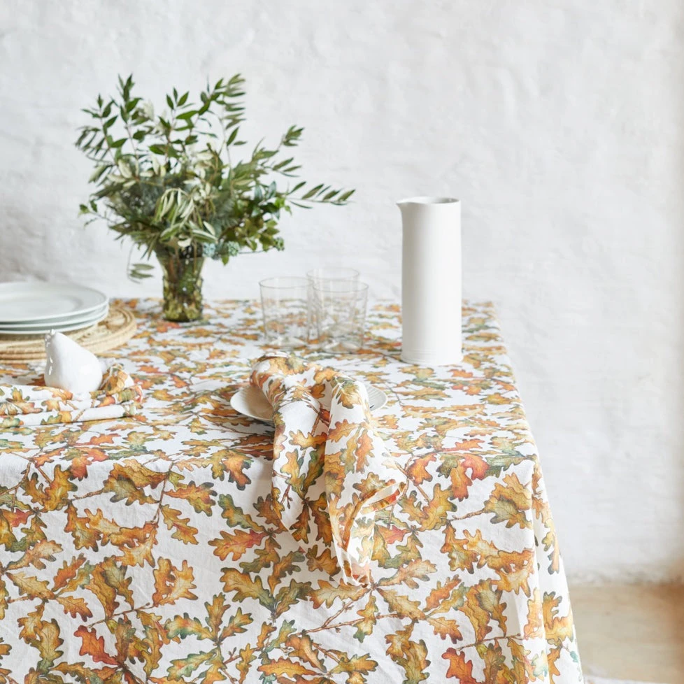 Autumn Leaves Oak Linen Napkin - Image 2