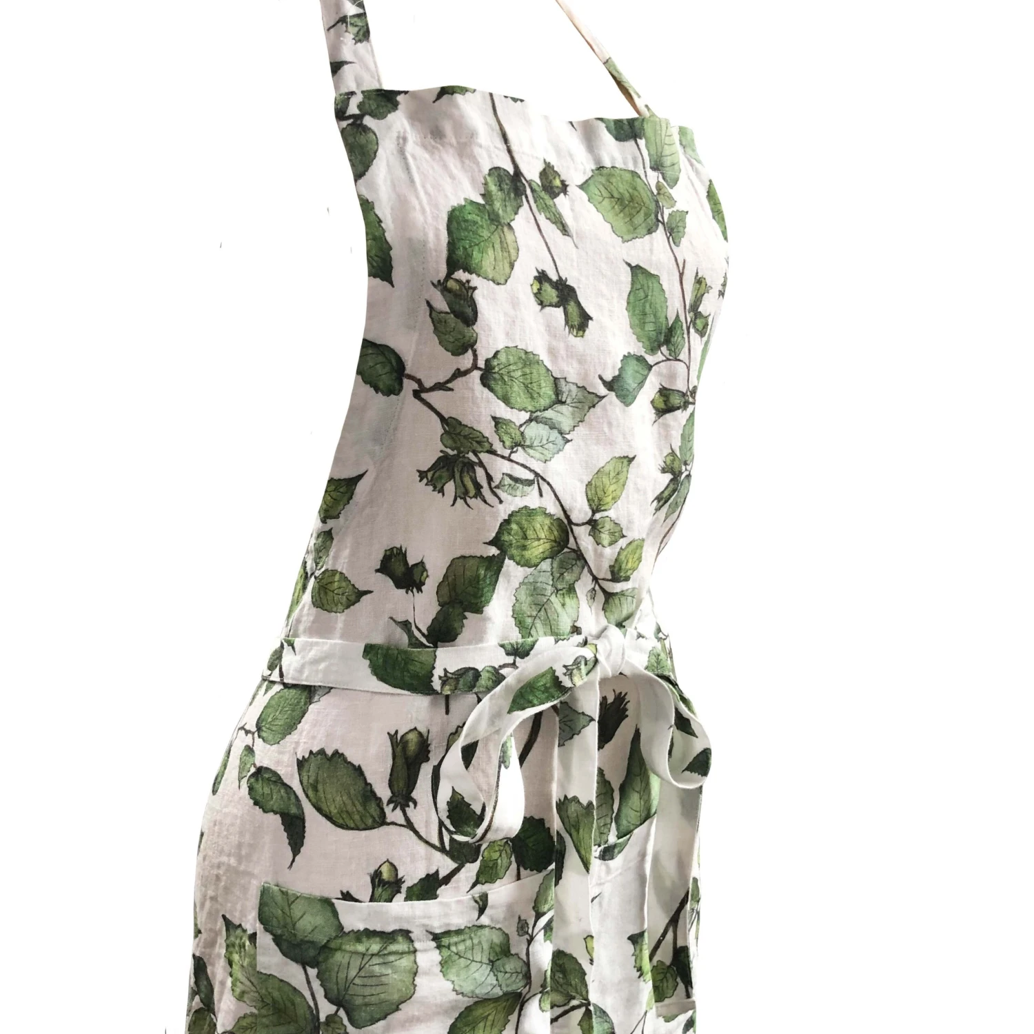 Cobnut Printed Linen Apron - Image 2