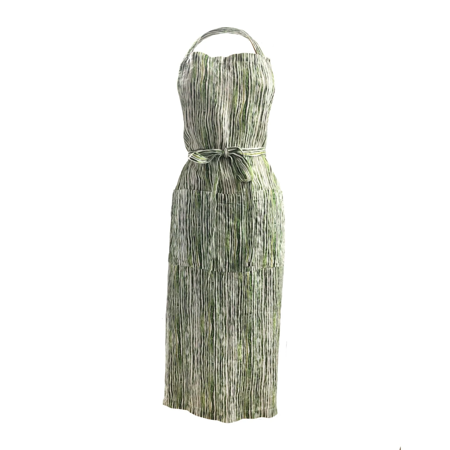 Green Stem Printed Linen Apron