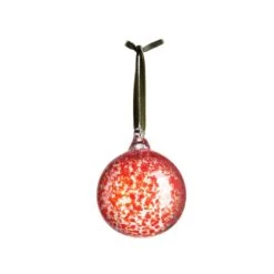 Glass Bauble With Spots - Red