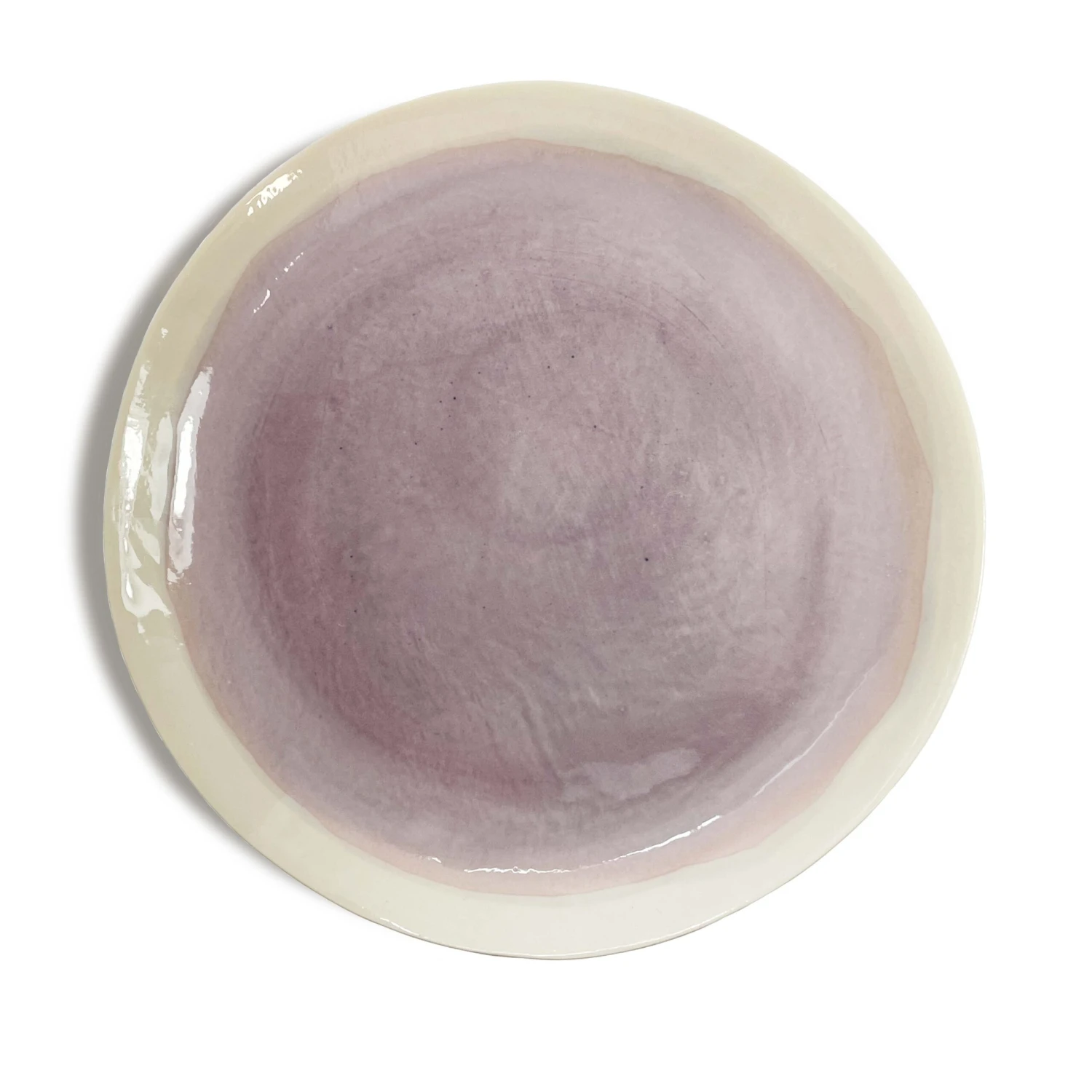 Hand Made Dinner Plate With Painted Plum Centre