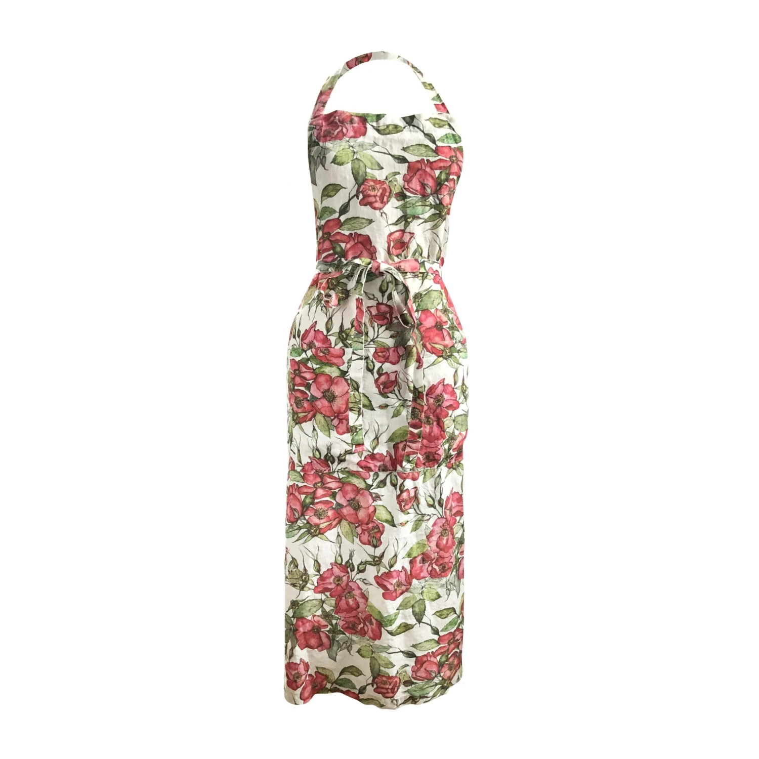 Rosa Rugosa Printed Linen Apron