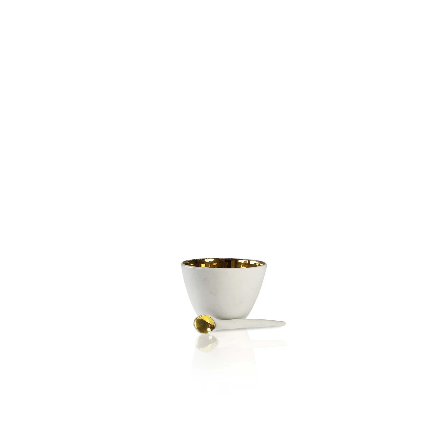 Small Ceramic Gold Bowl With Spoon