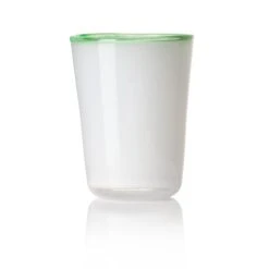 Thyme Hand Blown Water Glass In White/Green