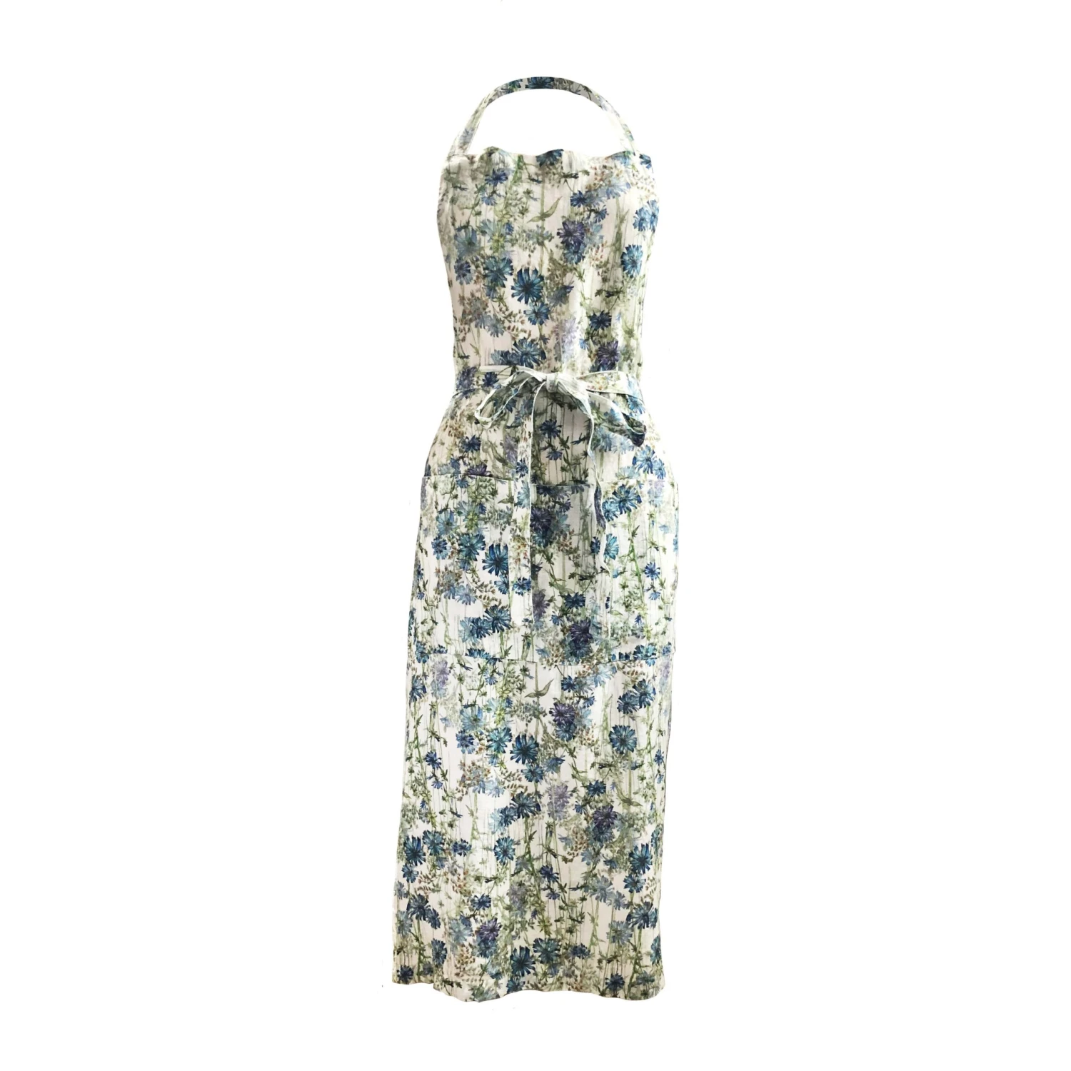 Wild Chicory Printed Linen Apron