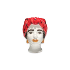 Small Woman Head Vase-Red