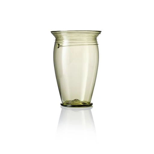 Spiral Line Glass Vase In Green