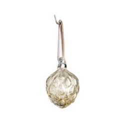 Pinecone Glass Bauble - Clear/Gold Leaf